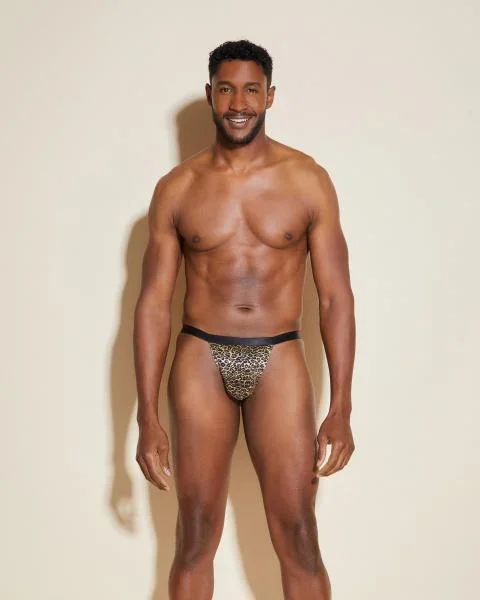 Never Say Never Men’s Printed Italian G-String – Neutral Leopard –