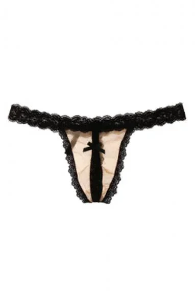 Nude Illusion Crotchless G-String – Mocha/Black –