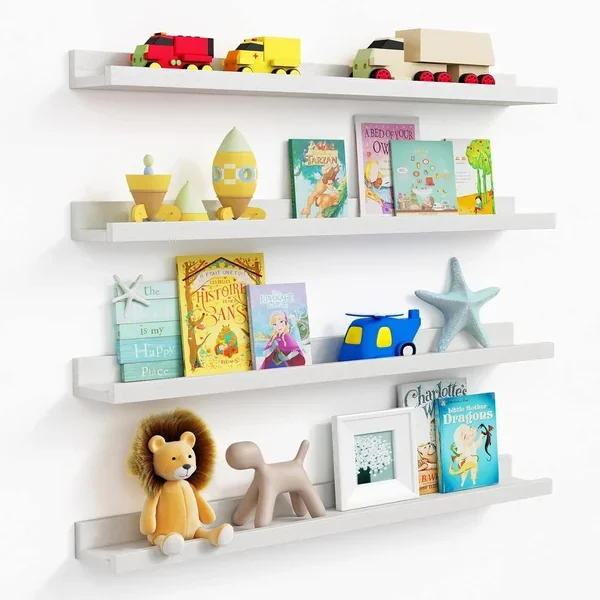Nursery Floating Shelves For Wall, 23 Inch Long Nursery Book Shelves Set Of 4,