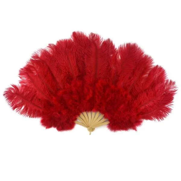 Ostrich Feather Fan with Marabou – Red
