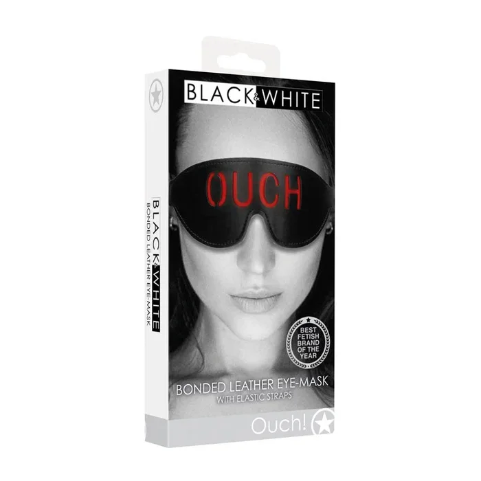 OUCH! Black & White Bonded Leather Eye-Mask ”Ouch” – Black Eye Restraint