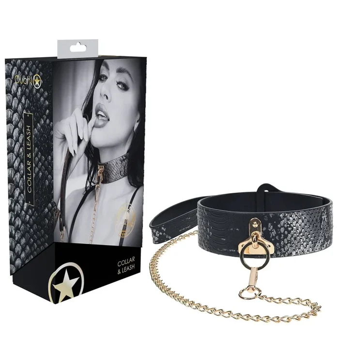 OUCH! Florence Collection – Collar with Leash – Black Restraint
