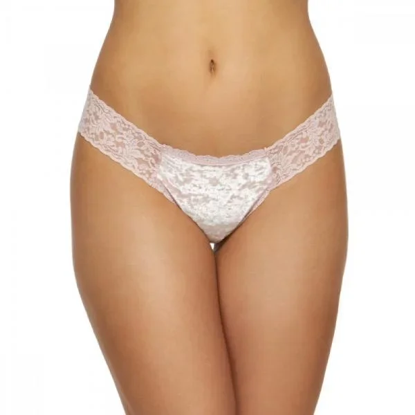 Panne Velvet Low Rise Thong – Baby Pink – One Size