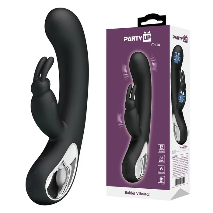 Party Up COLIN Rabbit Vibe – Black – Black 21 cm USB Rechargeable Rabbit Vibrator