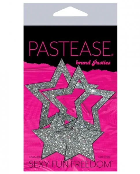 Pastease Glitter Peek a Boob Stars – Silver O/S
