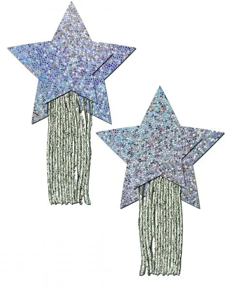 Pastease Glitter Tassle Stars – Silver O/S