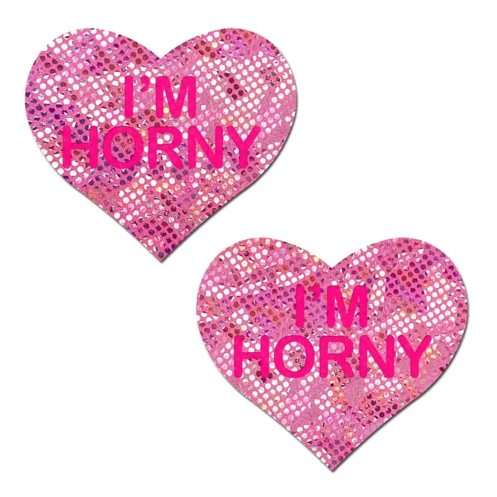 Pastease Liquid Pink Heart with ‘I’m Horny’ Nipple Pasties