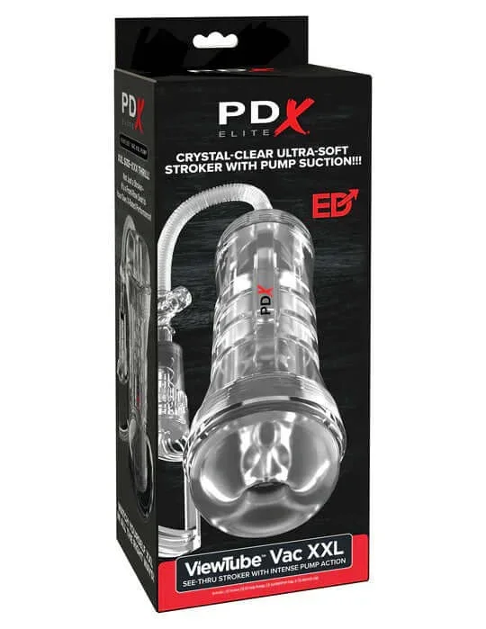 Pdx Elite Viewtube Vac XXL Pump See-Thru Ez-Grip Pump Stroker Clear