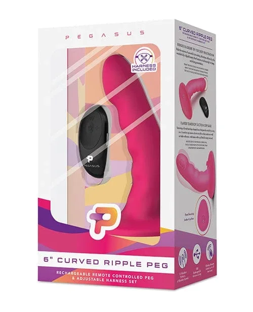 Pegasus 6″ Rechargeable Ripple Peg with Adjustable Harness & Remote – Pink