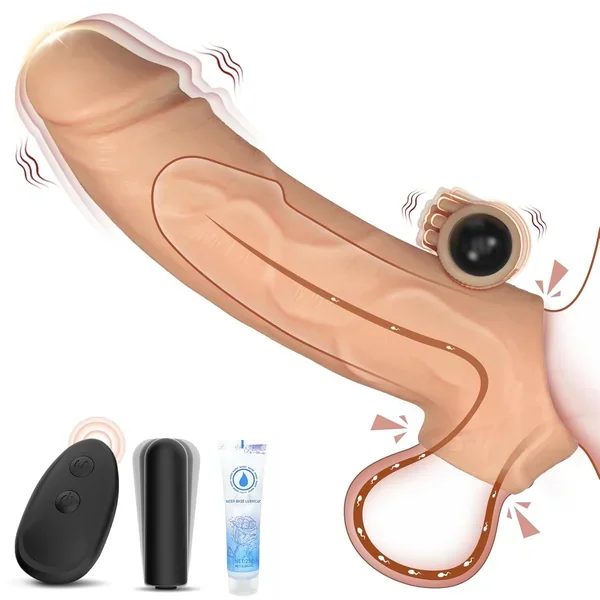 Penis Cock Rings For Men, Male Sex Toy, Reusable Penis Enlarge Sleeves Girth, Stronger Erection Enhancement Vibrating Cock Sleeve With Bullet Vibrator