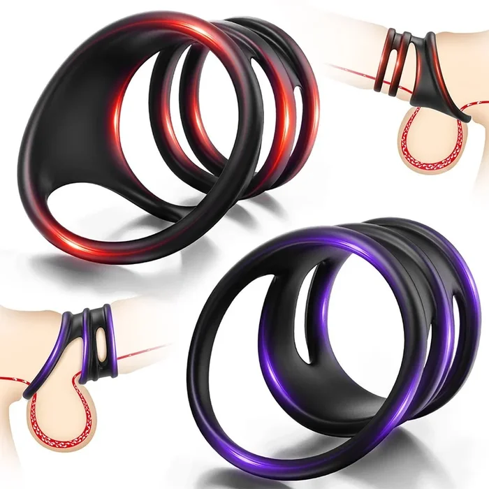 Penis Rings Male Sex Toy – Silicone Cock Rings with 2 Different Style Set for Erectile Enhancement