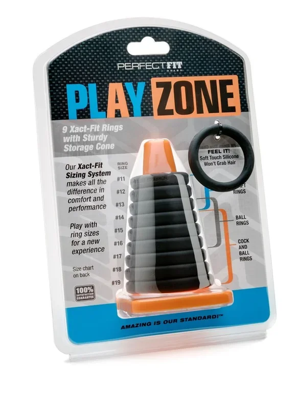 Perfect Fit Play Zone Kit Black Cock Ring Set for Comfortable Fit