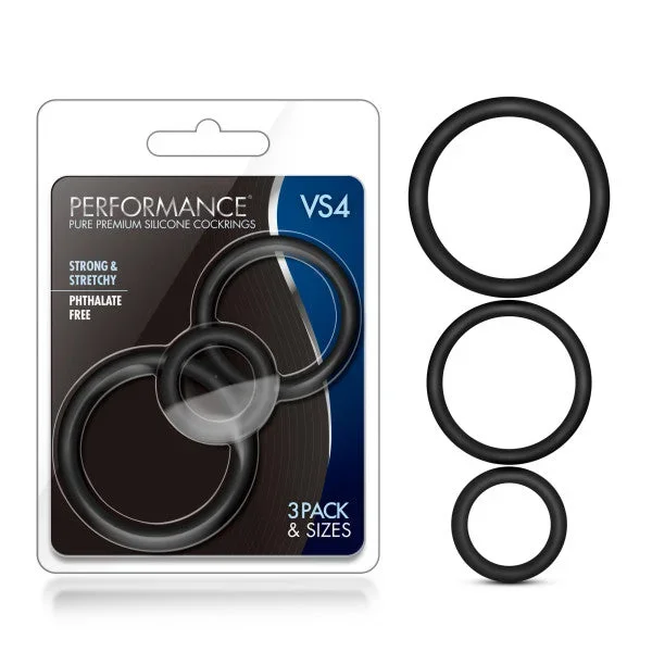 Performance VS4 Pure Premium (Black) – Silicone Cock Rings Set