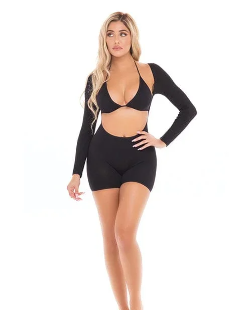 Pink Lipstick Knock Out 2 Piece Play Suit Black One Size Fits Most