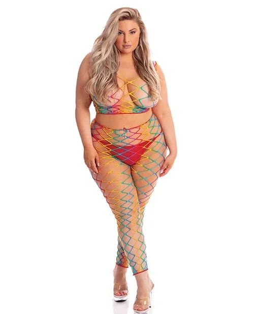 Pink Lipstick Roy G. Biv 2 Piece Bodystocking Rainbow