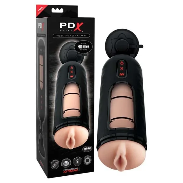 Pipedream Extreme Toyz Elite Vibrating Mega Milker – Flesh USB Rechargeable Powered Stroker
