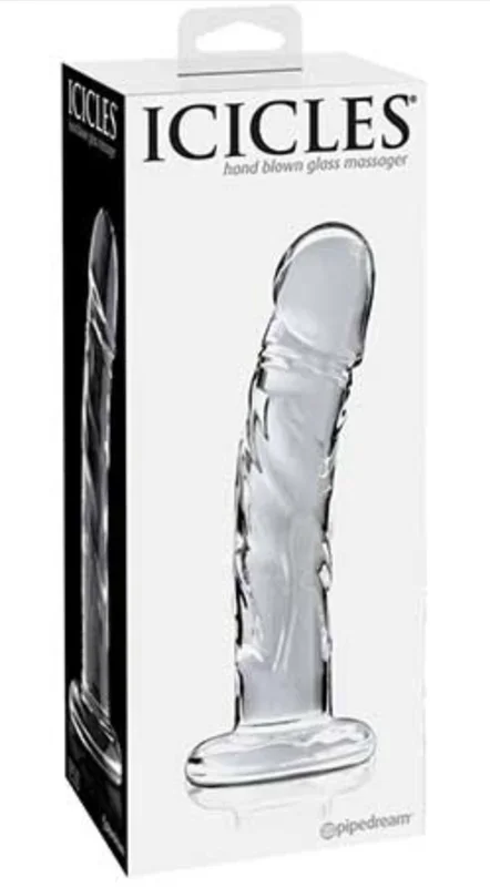 Pipedream Icicles No. 62 Curved Realistic 6.5 in. Glass Dildo Clear