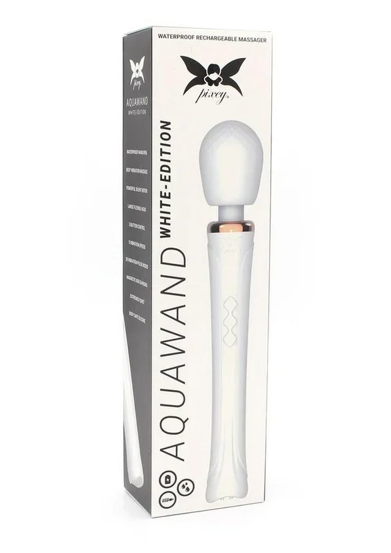 Pixey Aquawand Rechargeable Silicone Body Wand – White Edition