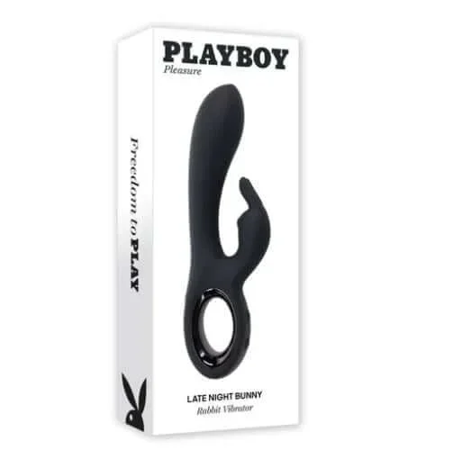 Playboy Late Night Bunny Rechargeable Silicone Dual Vibrator – Black