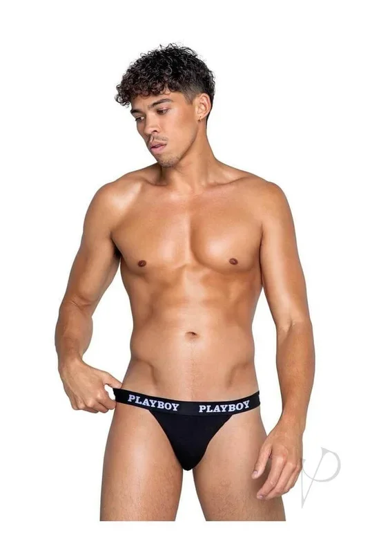 Playboy Men Modal Jockstrap Large Black
