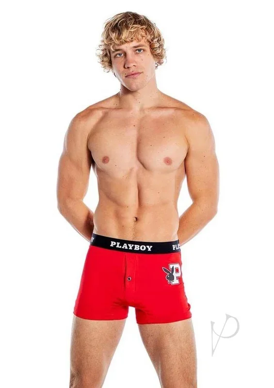 Playboy Mens Varsity Boxer Briefs Red 2 XLarge