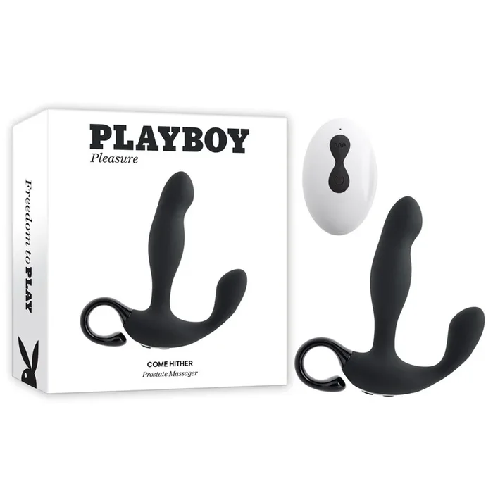 Playboy Pleasure COME HITHER – Black 13.2 cm USB Rechargeable Vibrating Prostate Massager with Wireless Remote Control