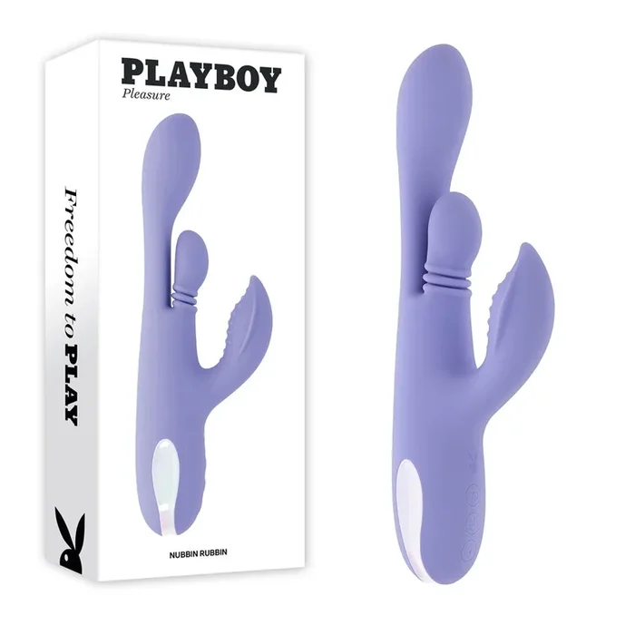 Playboy Pleasure NUBBIN RUBBIN – Purple 24.1 cm USB Rechargeable Thrusting Rabbit Vibrator