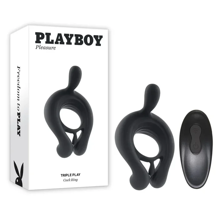 Playboy Pleasure TRIPLE PLAY – Black USB Rechargeable Cock Ring with Wireless Remote