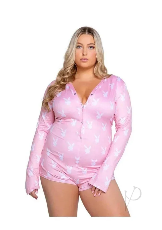 Playboy Slumber Bunny Romper Pink 3 XLarge 4 XLarge