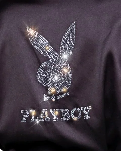 Playboy Sparkling Bunny Robe – Black – 1/2X