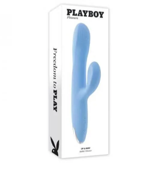 Playboy Up and Away Rechargeable Silicone Rabbit Vibrator – Blue