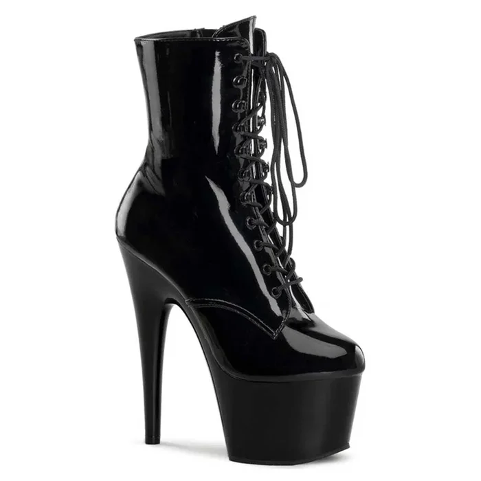 Pleaser Shoes Adore-1020 7″ Stiletto Heel Lace-Up Platform Ankle Boot Side Zip
