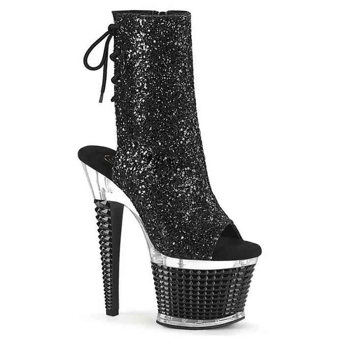 Pleaser Shoes Spectator-1018G 7″ Heel Textured Platform Open Toe/Heel Ankle Boot Side Zip