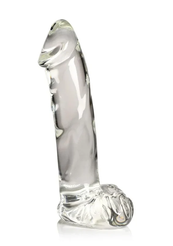 Pleasure Crystals Glass Dildo with Balls