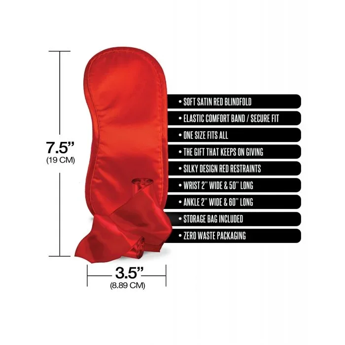 Pleasure Package We’re Going to Need a Safe Word Satin Blind Fold, Wrist & Ankle Sash – Red