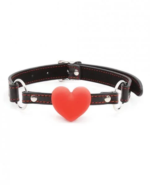 Plesur Heart Ball Gag With Red Hearts – Black