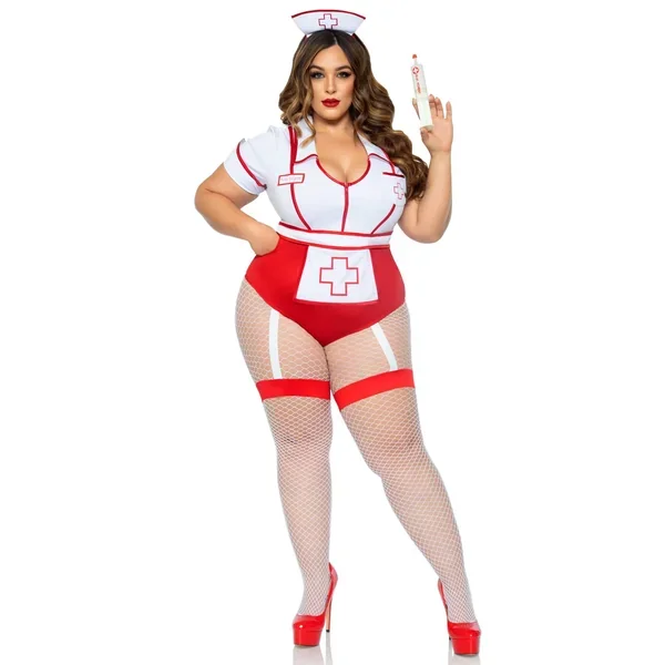 Plus Nurse Feelgood Sexy Costume – 3x/4x – White / Red