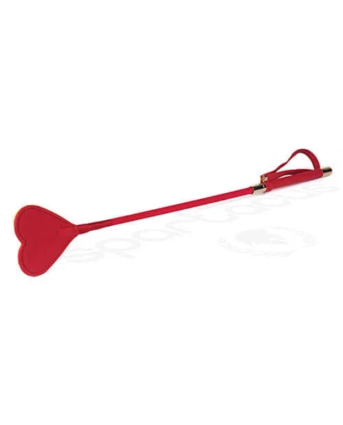 Plush Lined Red Polyurethane PU Heart Shape Tip Riding Crop from Spartacus
