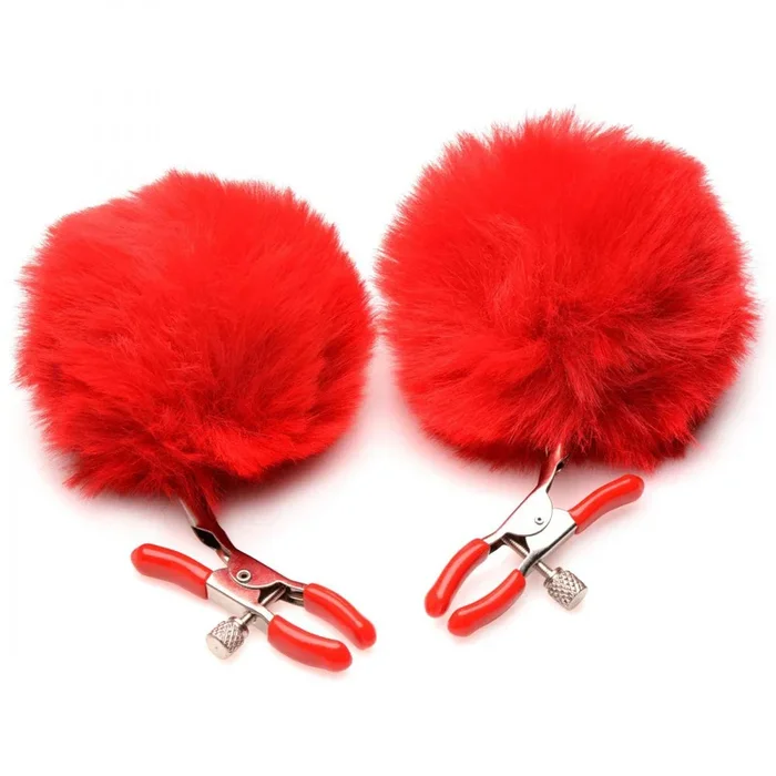 Pom Pom Nipple Clamps – Red