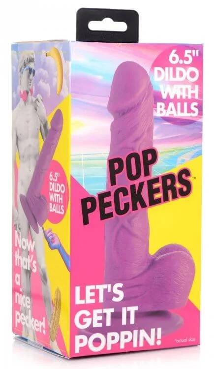 Pop 6.5 inches Dildo with Balls Purple