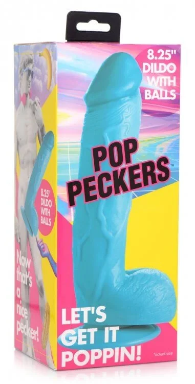 Pop 8.25 inches Dildo with Balls Blue