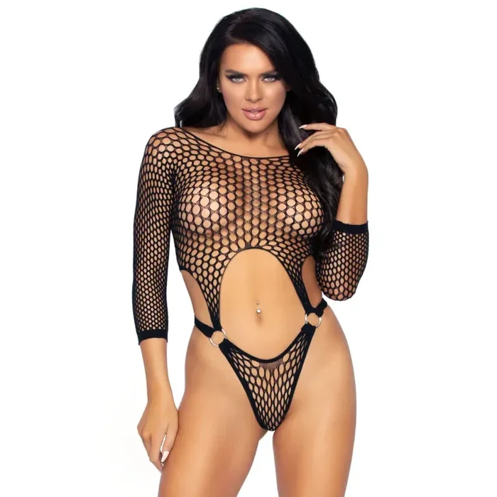 Pothole Suspender Top Bodysuit – One Size – Black