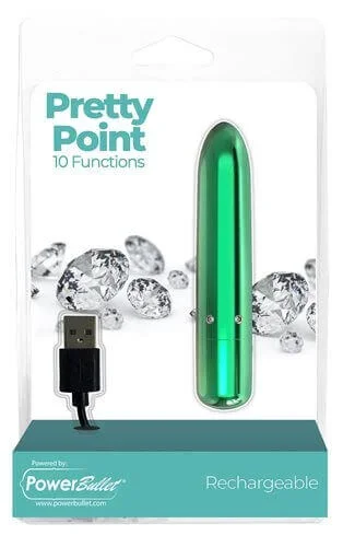 Power Bullet Pretty Point 4 inches 10 Function Bullet Vibrator Teal
