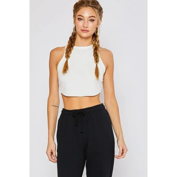 Pretty Garbage Racerback Crop Top – Ivory –