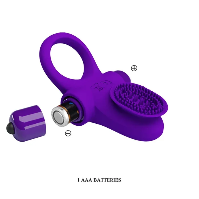 Pretty Love Vibrating Cock Ring (Purple) – Silicone Vibrating Cock Ring