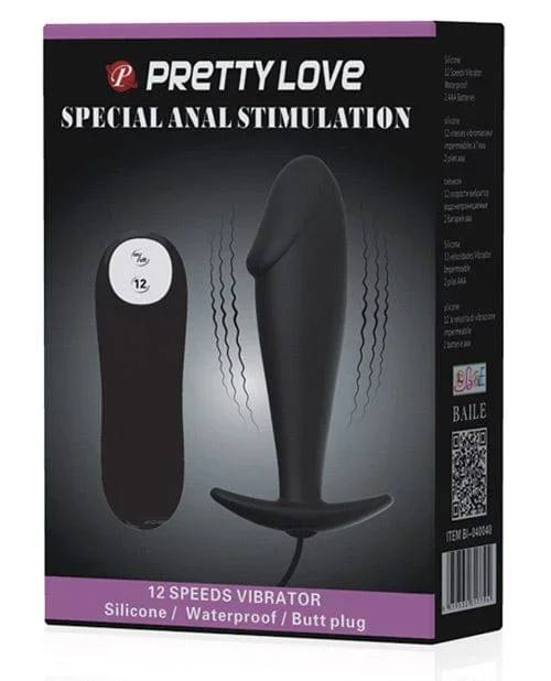 Pretty Love Vibrating Penis Shaped Butt Plug – Black