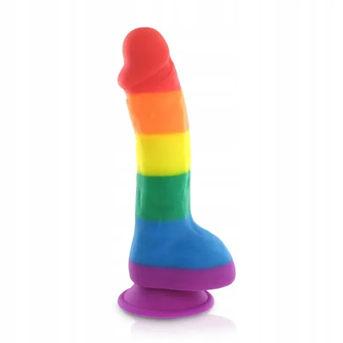 Pride Silicone Rainbow Dildo with Balls