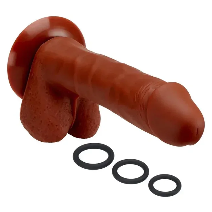 Pro Sensual Premium Silicone 8 Inch Dong With 3 Cockrings – Brown