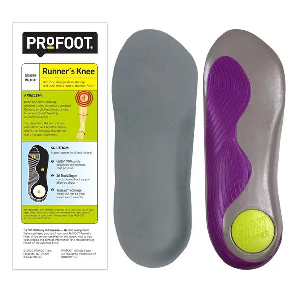 PROFOOT Runner’s Knee Orthotic Insole, Women’s 6-10, Shock Absorbing Insole for Heel Support,
