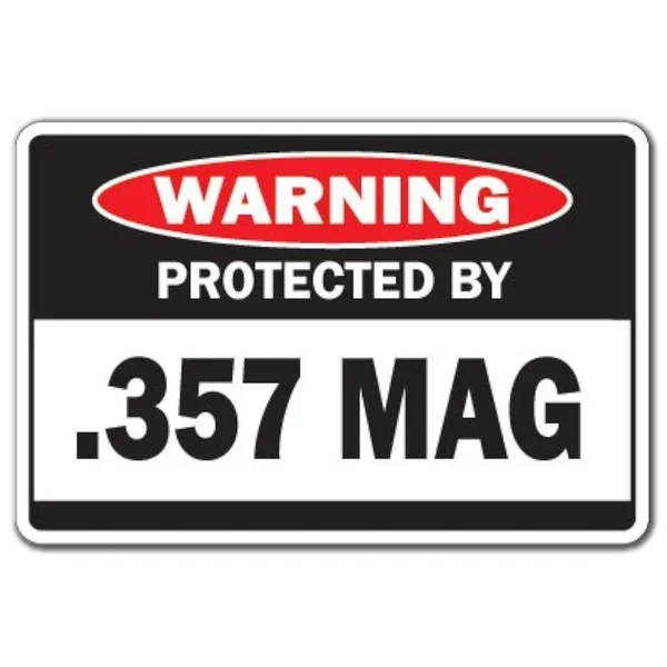Protected By .357 Mag Warning Sign | Indoor/Outdoor | Funny Home Décor For Gar